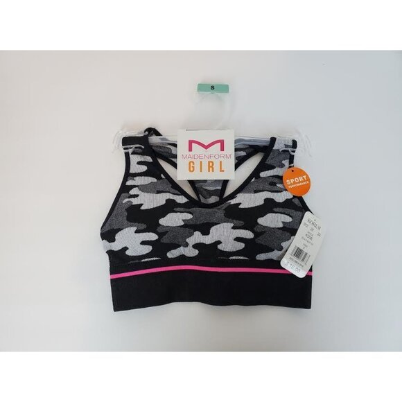 Maidenform Girl Black Camouflage Sports Performance Training Bra Small - Picture 2 of 4